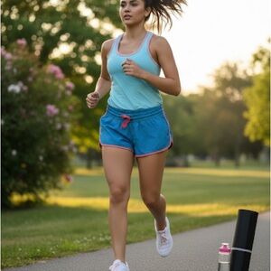 Blue and Pink Women's Shorts